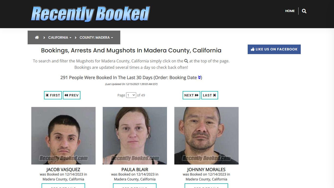 Bookings, Arrests and Mugshots in Madera County, California